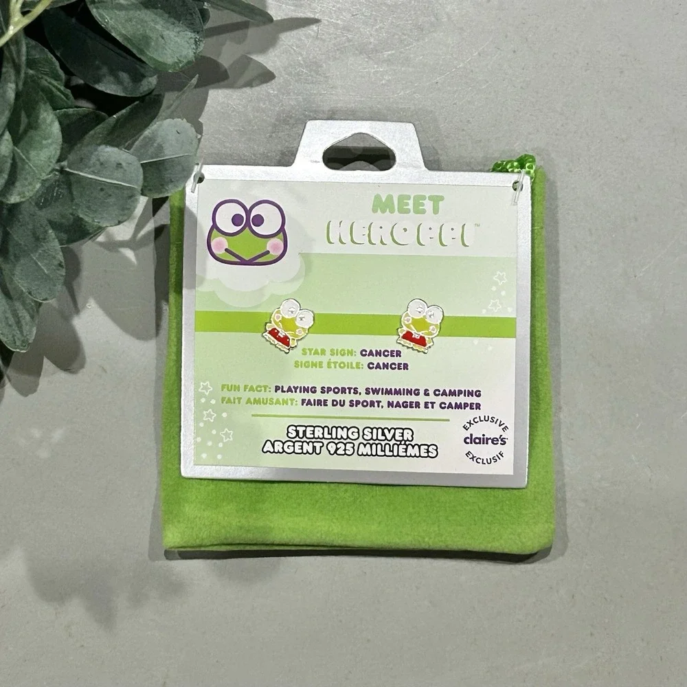 Keroppi Sterling Silver Plated Charm‎ Earrings Kawaii Anime NEW
